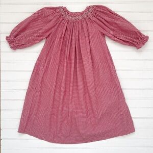 VIVE LE FETE VGUC Hand Smocked Gingham Brushed Cotton Flannel Dress